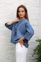 Sweater Lotta nm45 open hals vleermuismouw  - Jeansblauw Detail
