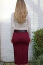 Gabardine rok Lenthe nm68 tube visgraat jacquard  - Bordeaux Detail
