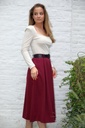 [10017416] Rok Liesbeth nm15 3 springplooien wol look eco leren riem  - Bordeaux Detail