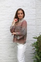 Pul Lyo nm26  piqué jacquard opstaande geribde kraag - Beige-bruin Detail