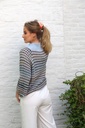Pul Lyo nm26  piqué jacquard opstaande geribde kraag - Lichtblauw-camel Detail