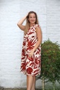 Summer dress Jealynn nm100 hazy flower and leaf print - Wolwit-roestbruin Detail