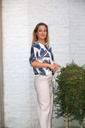 Blouse Joannes nm43 xl anemone print waist button - Wit-donkerblauw Detail