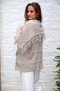 [10017433] Tricot jas Lynde nm26 XL kraag met franjes parelsteel  - Beige Detail