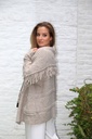[10017433] Tricot jas Lynde nm26 XL kraag met franjes parelsteel  - Beige Detail