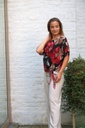 Blouse Joannes nm43 xl anemone print waist button - Rood-zwart Detail