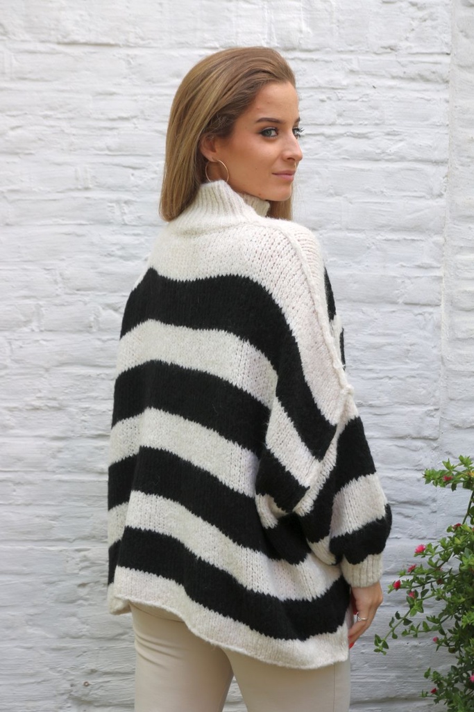 [10017437] Gestreepte pull Matthew nm20 - Wit-zwart Detail