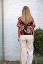 Blouse Joannes nm43 xl anemone print waist button - Rood-zwart Detail
