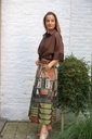 Bell skirt Jaydian nm100 geometric prints 3 jump pleats - Kaki-camel Detail