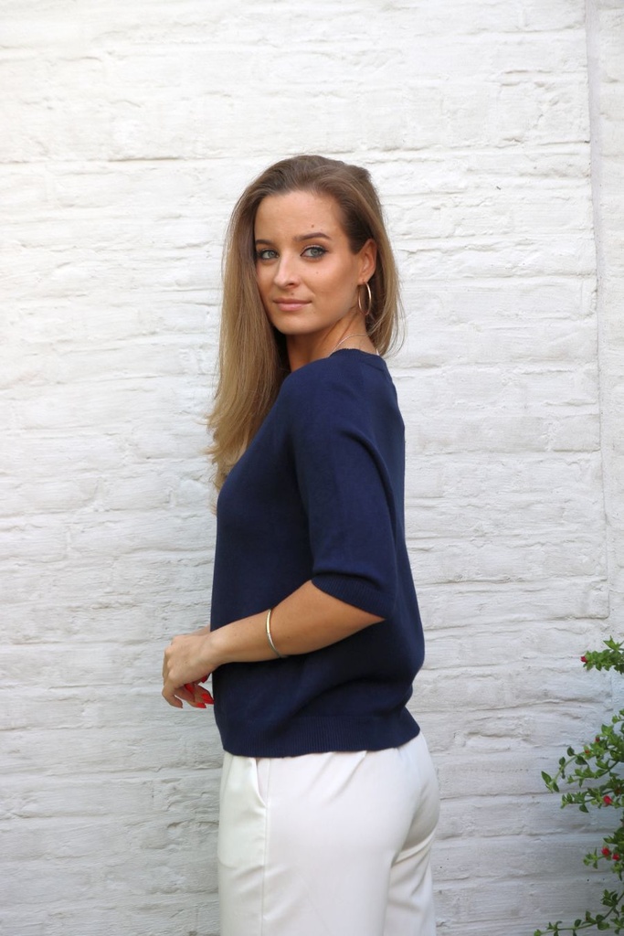 [10017306] Pull Mehmet ronde hals - Donkerblauw Detail