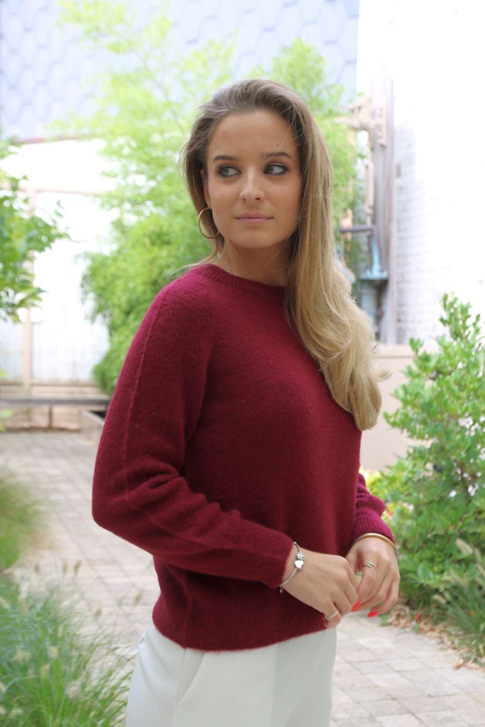 Trui Mayra met alpacawol nm27 - Bordeaux Detail