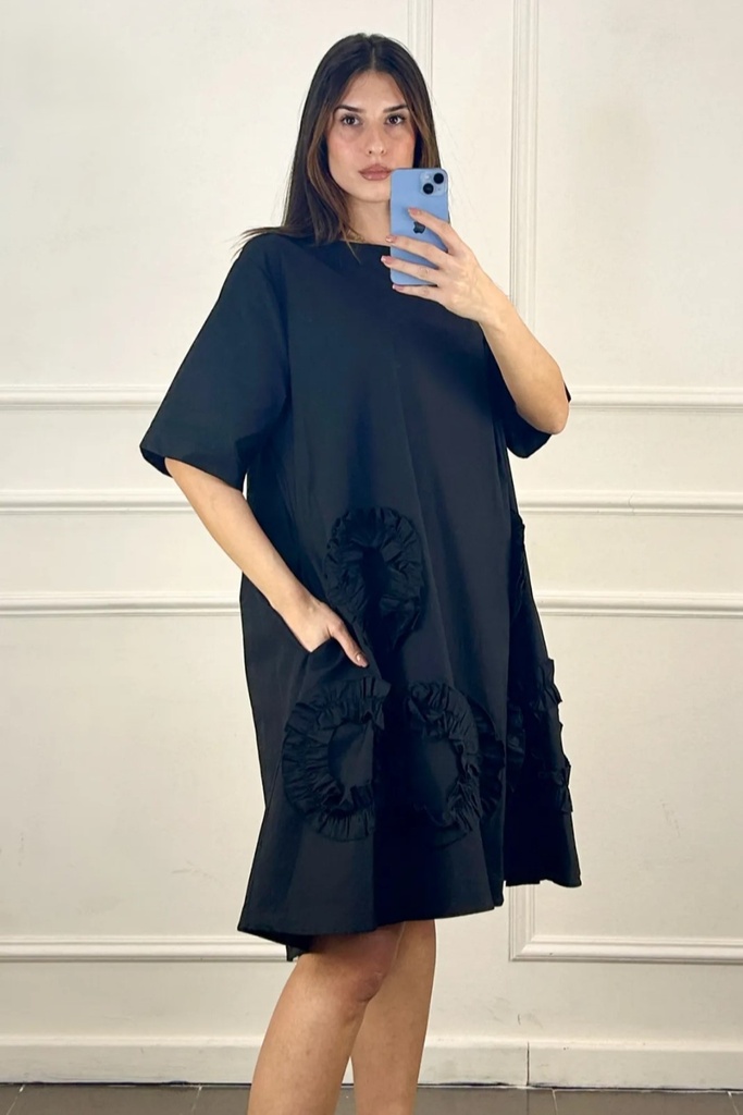 Robe Jiv ronde à fleurs superposées