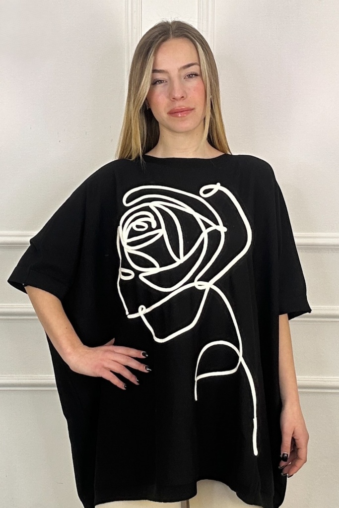 T-shirt Kurt line drawing rose