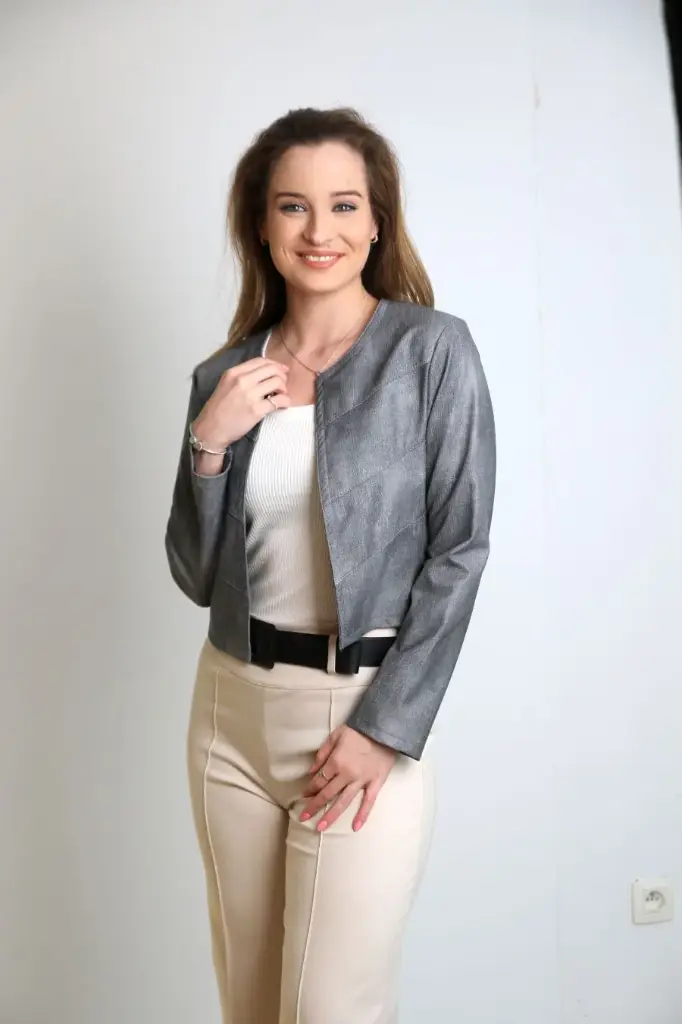 Eco leren jacket Jenny denim print
