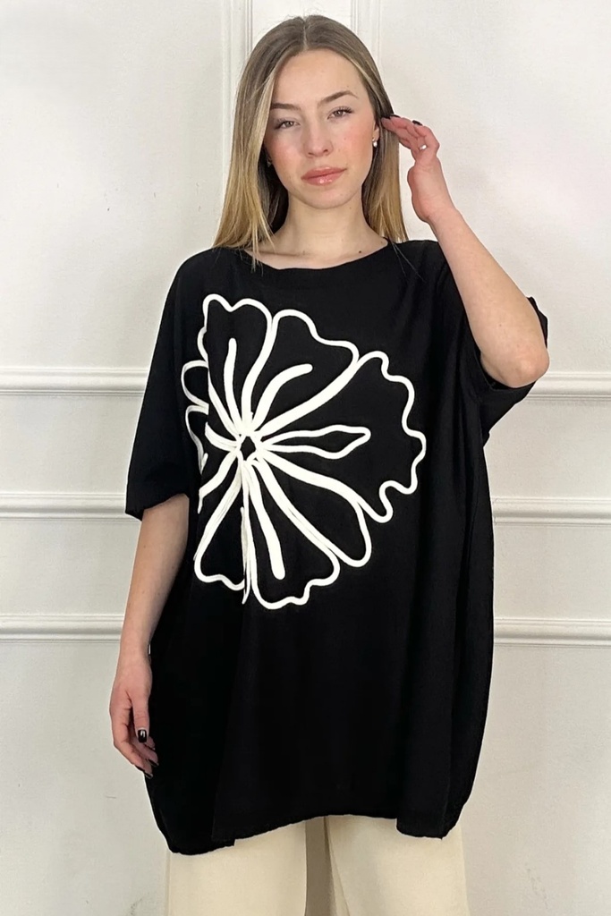 T-shirt Kinga line drawing flower