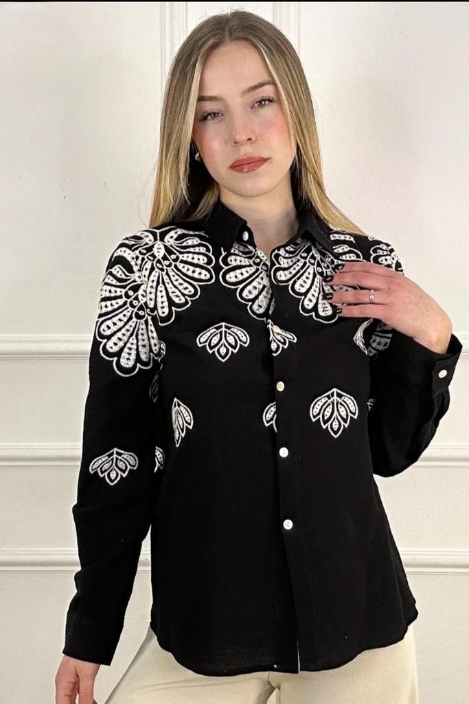 Blouse Jeske openwork leaf and flower