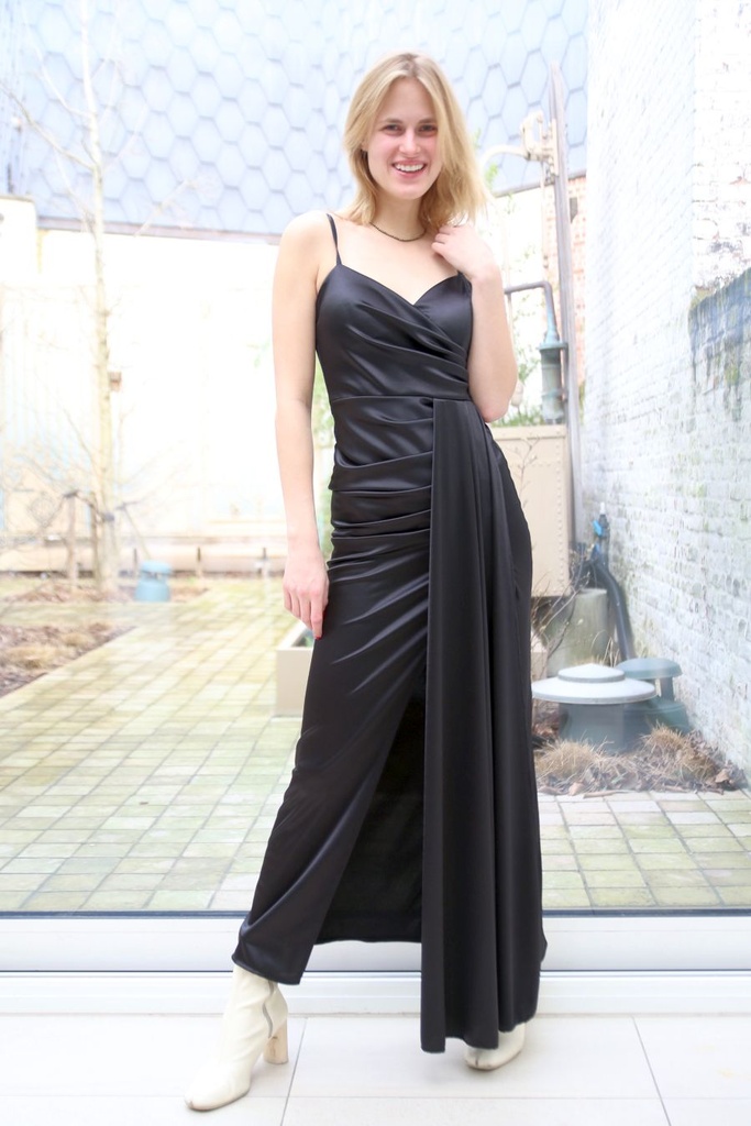 Long satin dress Jelka thigh full length