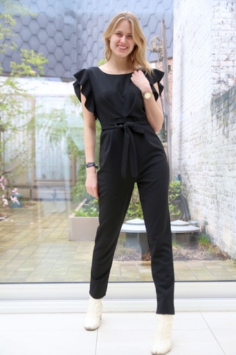 [10016435002] Jumpsuit Jarne volantmouw (Zwart)