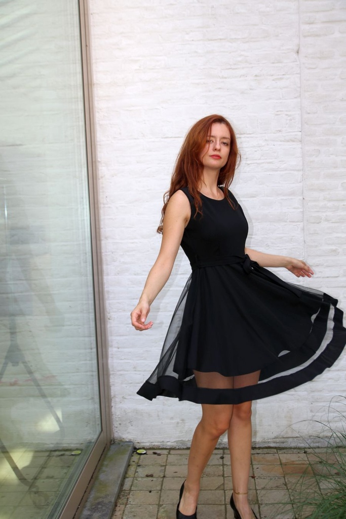 Cocktail dress Julianne crepe bell skirt