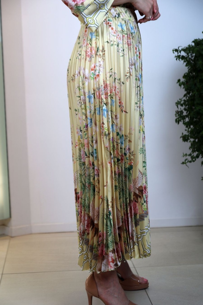 Pleated floral skirt Jorien cranes