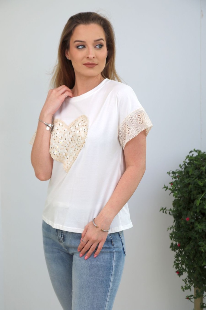 T-shirt Keoni heart sequins