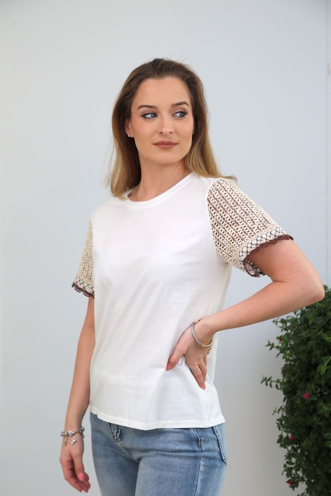 T-shirt Khan openwork sleeve