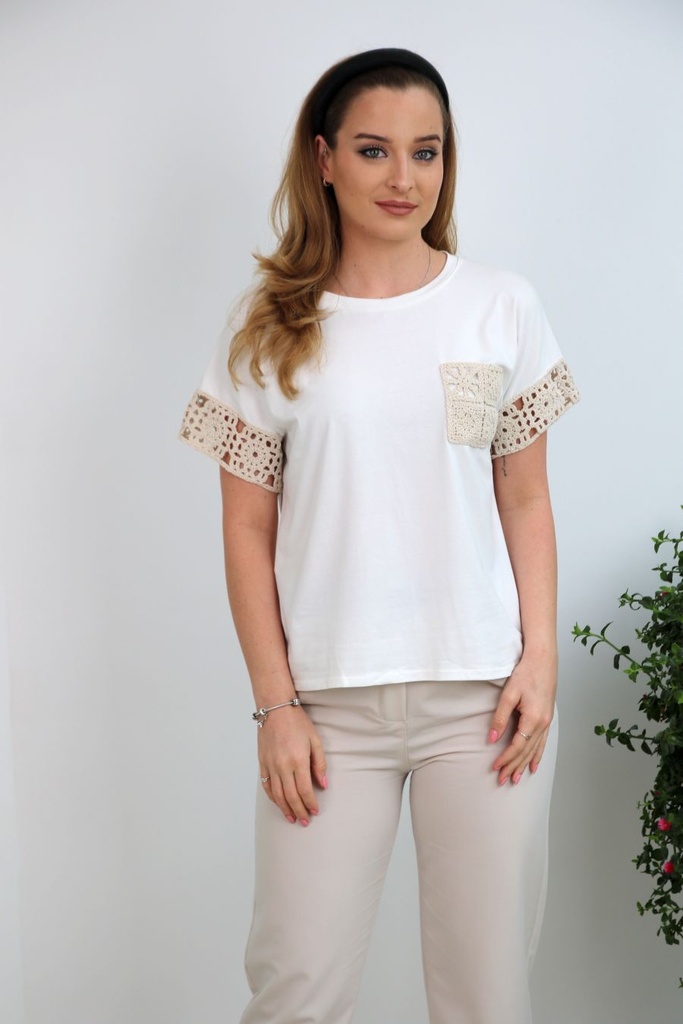 T-shirt Jailyn gehaakte manchet