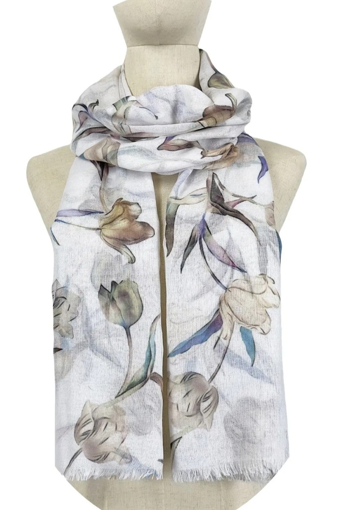 Foulard Janique tulipes sur maille