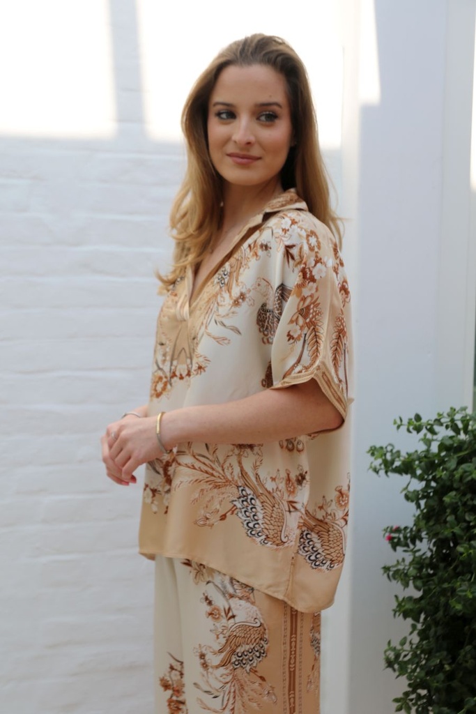 Silk tunic Joke pheasant feathers