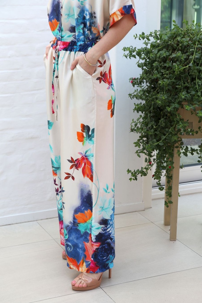 Silk flare pants Jeff leaf print