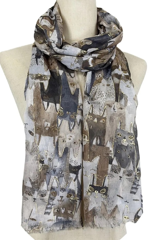 Foulard Ka avec têtes de chat
