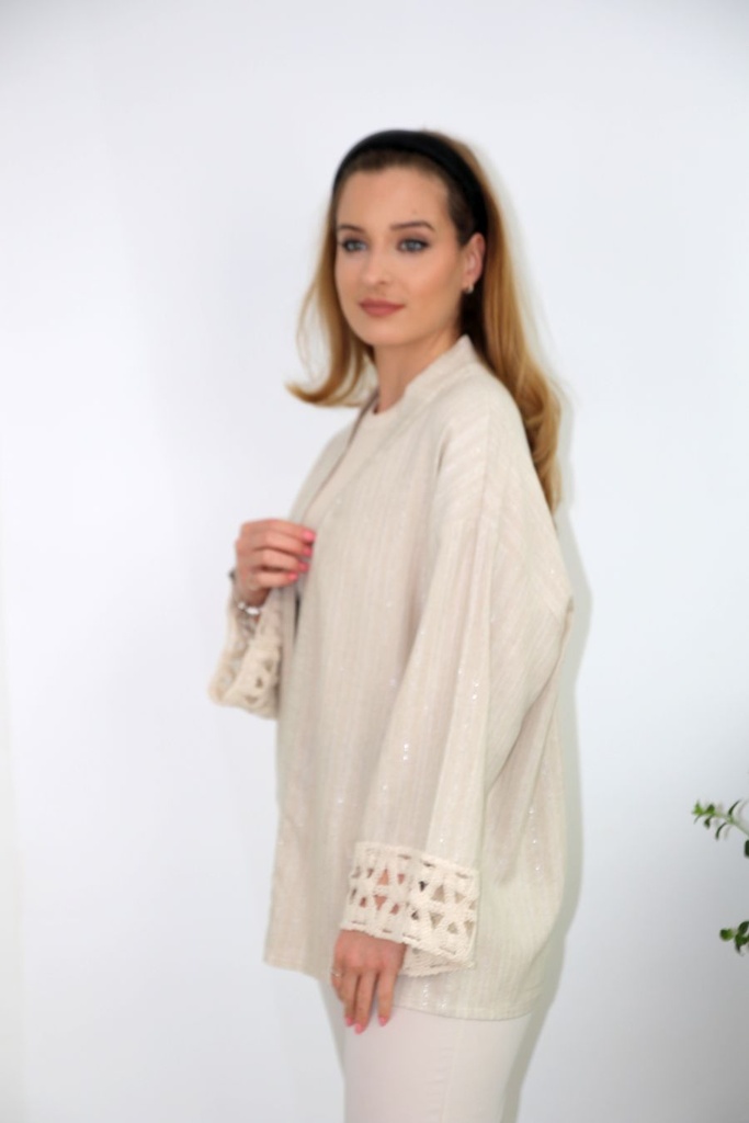Cardigan Jaymian ton sur ton doublé de lurex