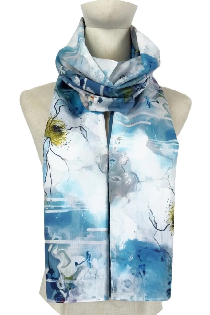 Scarf Jacques watercolor flowers