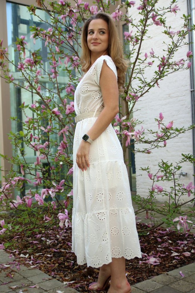 Embroidered overlap dress Kajsa