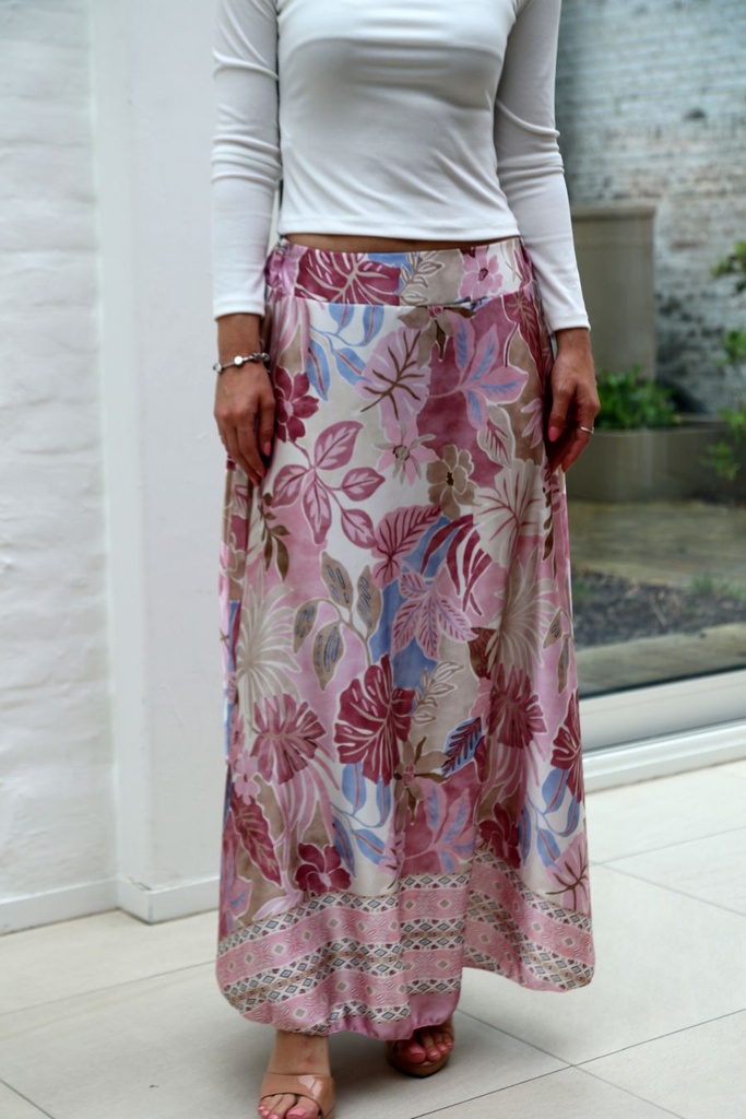 Long satin skirt Jazmin monstera