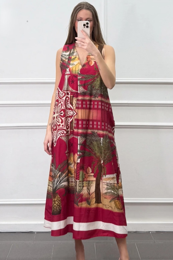 Lange zomerjurk Jovani moskee print