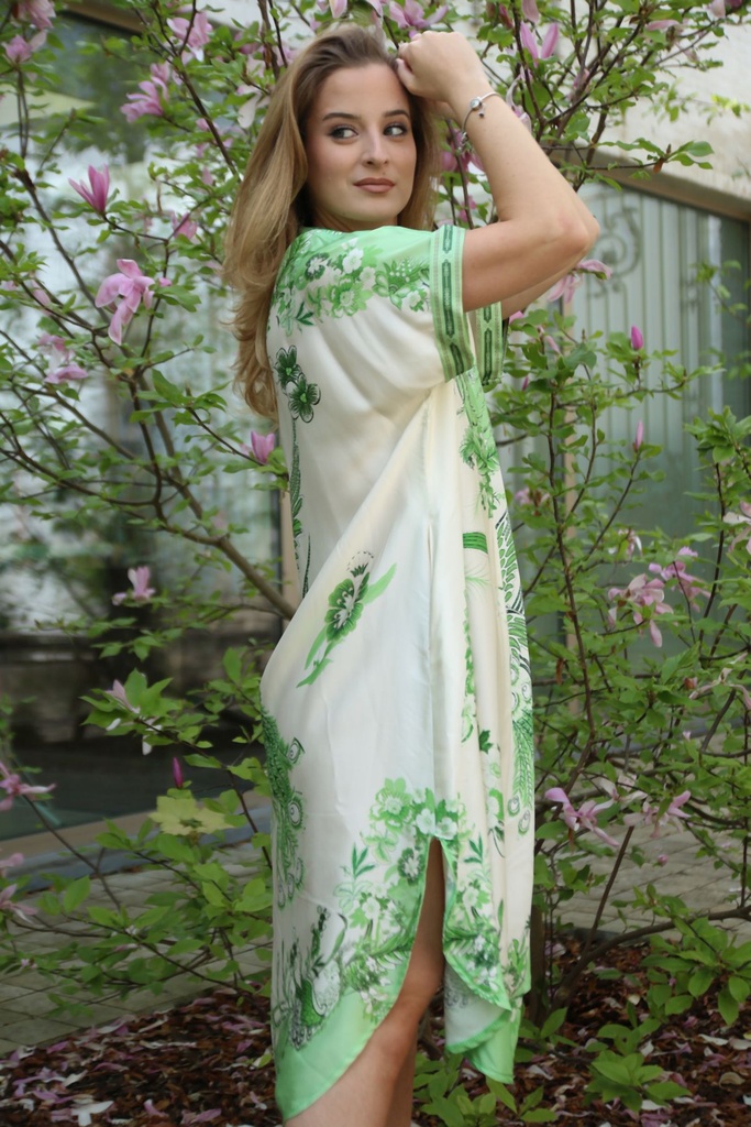 Silk dress Kayo peacocks