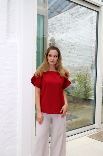 [10016769002] Blouse Jaira gehaakte schoudergalon (Rood)