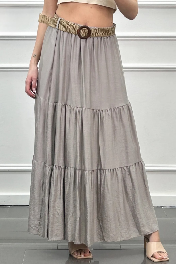 Jelina 3 traps klokrok raffia riem