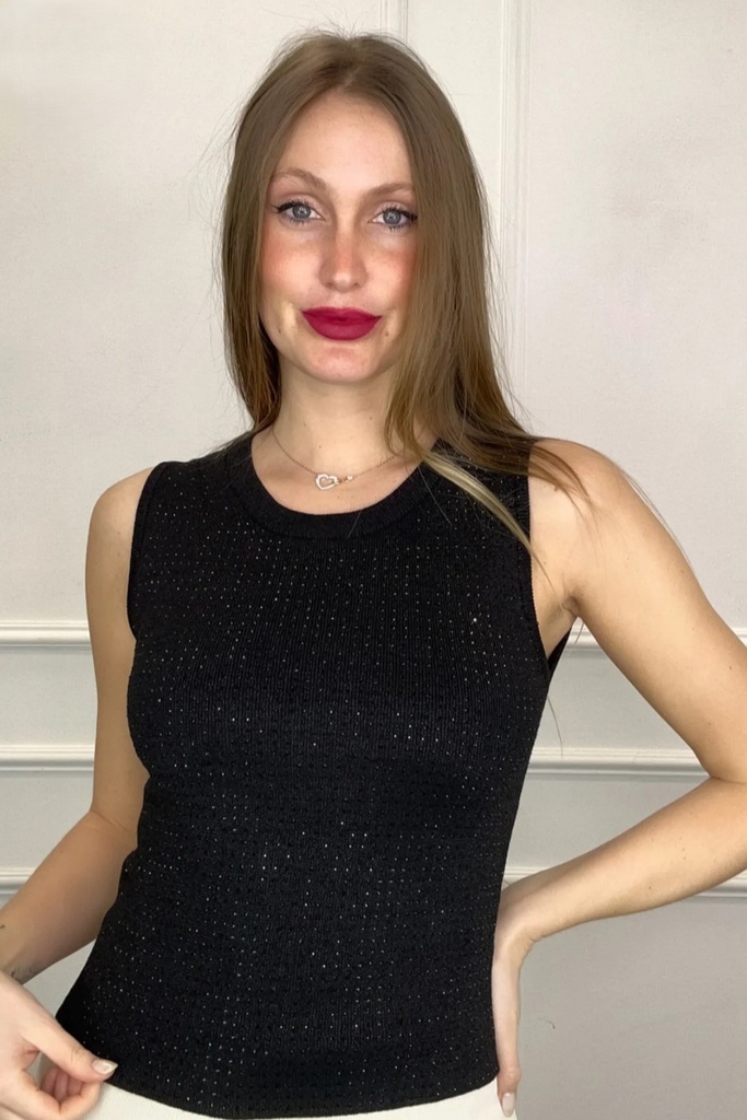 Tank top Jimmi studded sleeveless open neckline