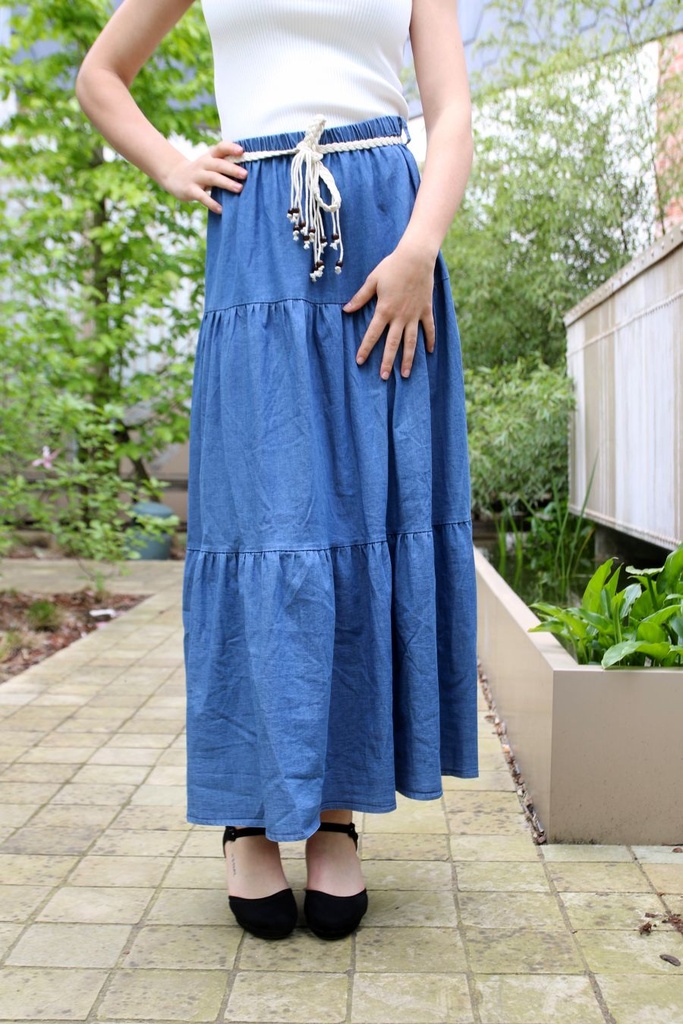 Jeans 3-traps klokrok Jildert gevlochten riem