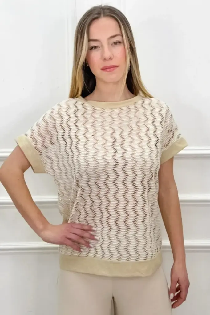 Lurex pul Jipp ajour tricot open hals