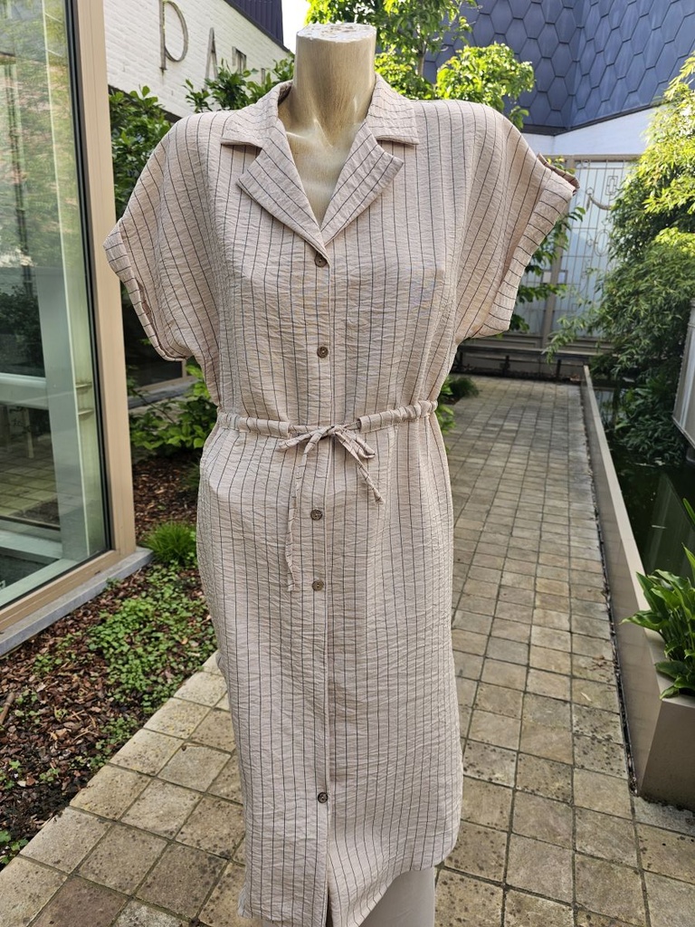 Hem dress Jorge tennis line lapel collar wooden buttons waist tie