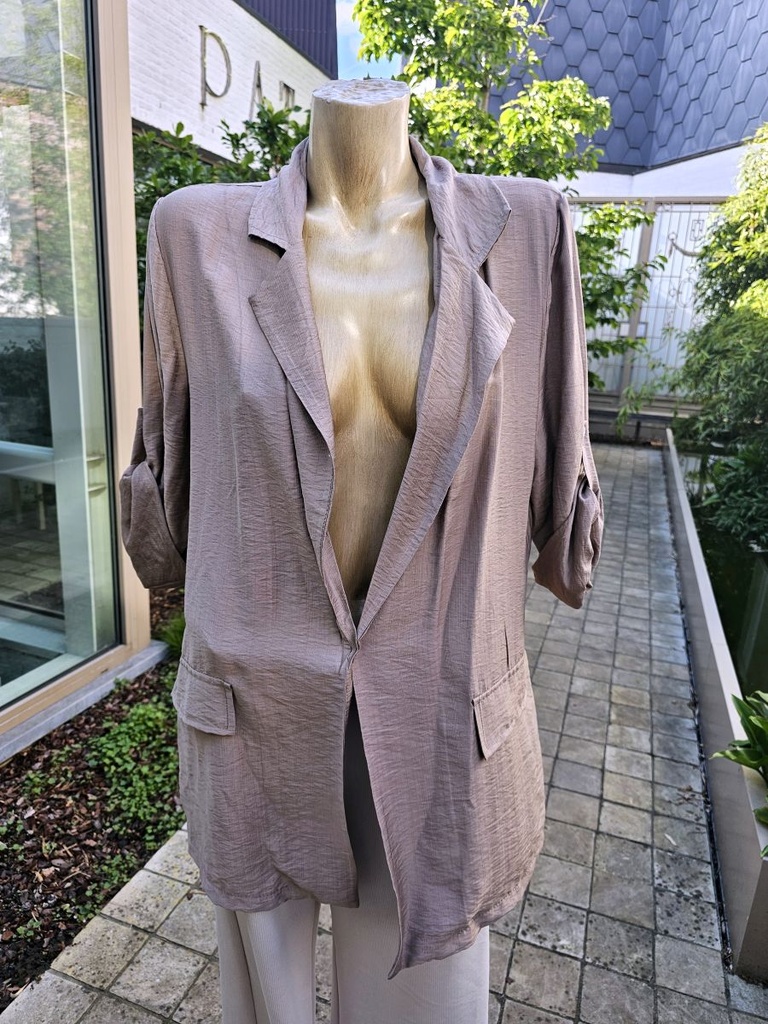 Cardigan Jennefer col à revers manches ruban pull-up lin imprimé