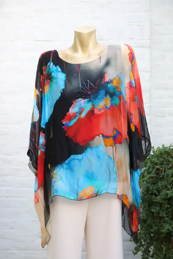 Silk tunic Jolé anemones