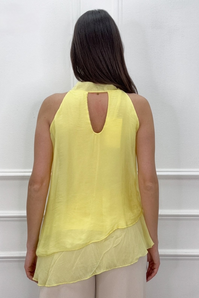 Zijde mouwloze blouse Jami jabot