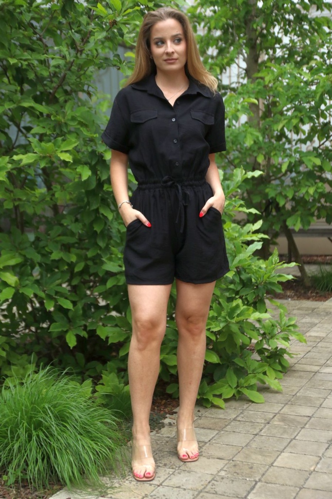 Playsuit Jelco nm87 kraag nacrÃ© knopen rijglint