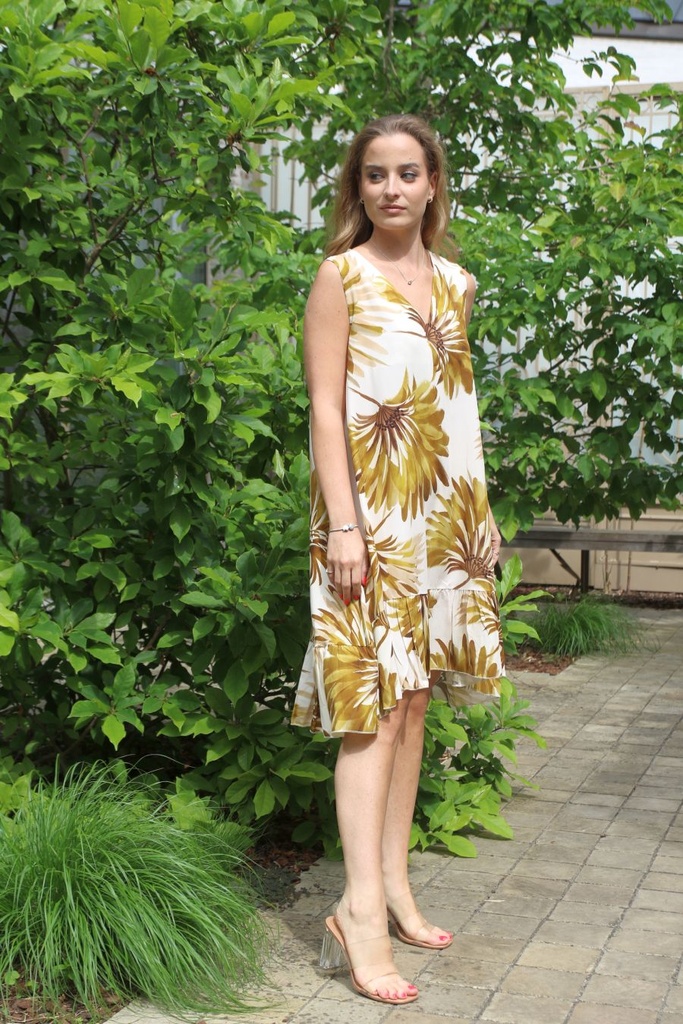 Robe soleil Jaz nm100 palmiers col en V A-line