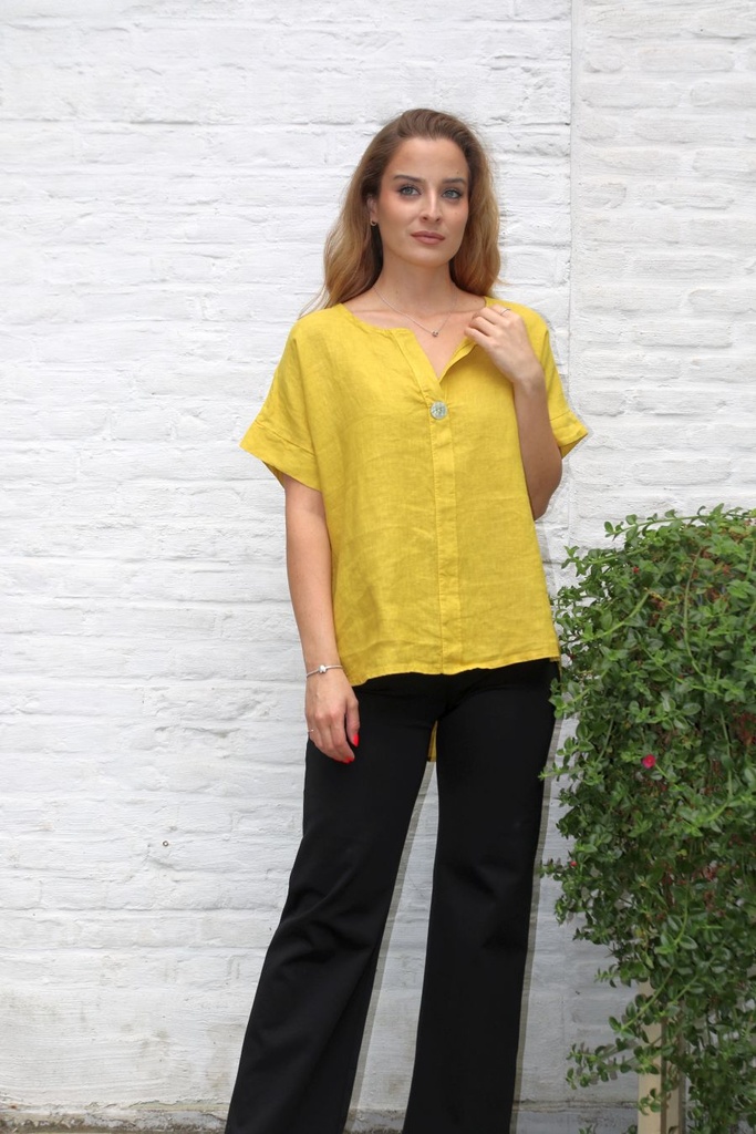 Linnen blouse Jillis nm100 Tunesische kraag 1 nacrÃ© knop