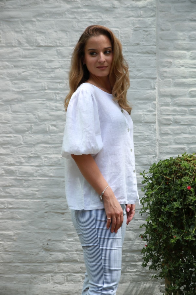 Linen blouse Kajal puff sleeve nm100